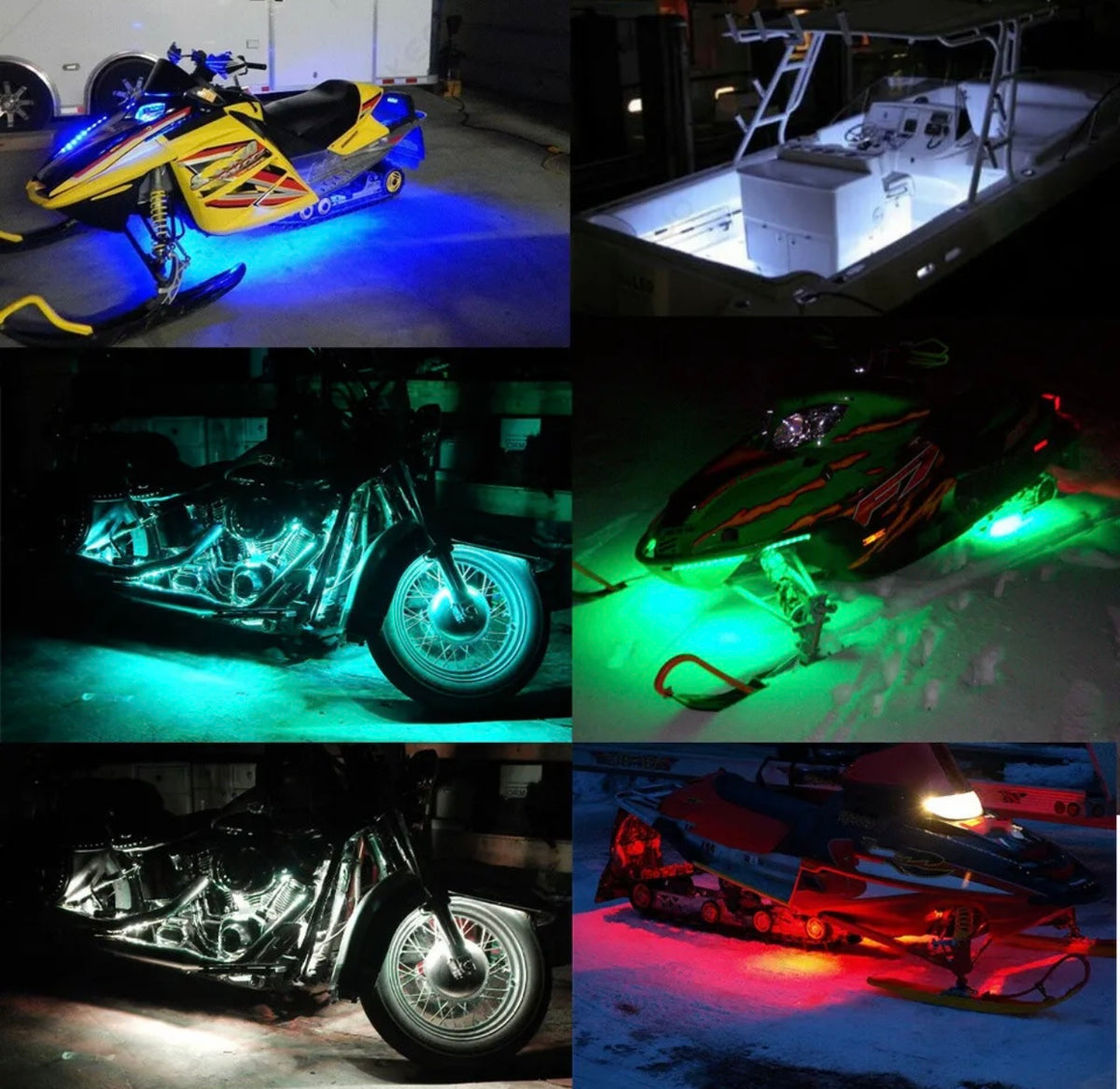 Angry Led Motorcycle Underglow (Cigarette lighter powered kit) 4pcs RGB Motorcycle ATV 48 L ...