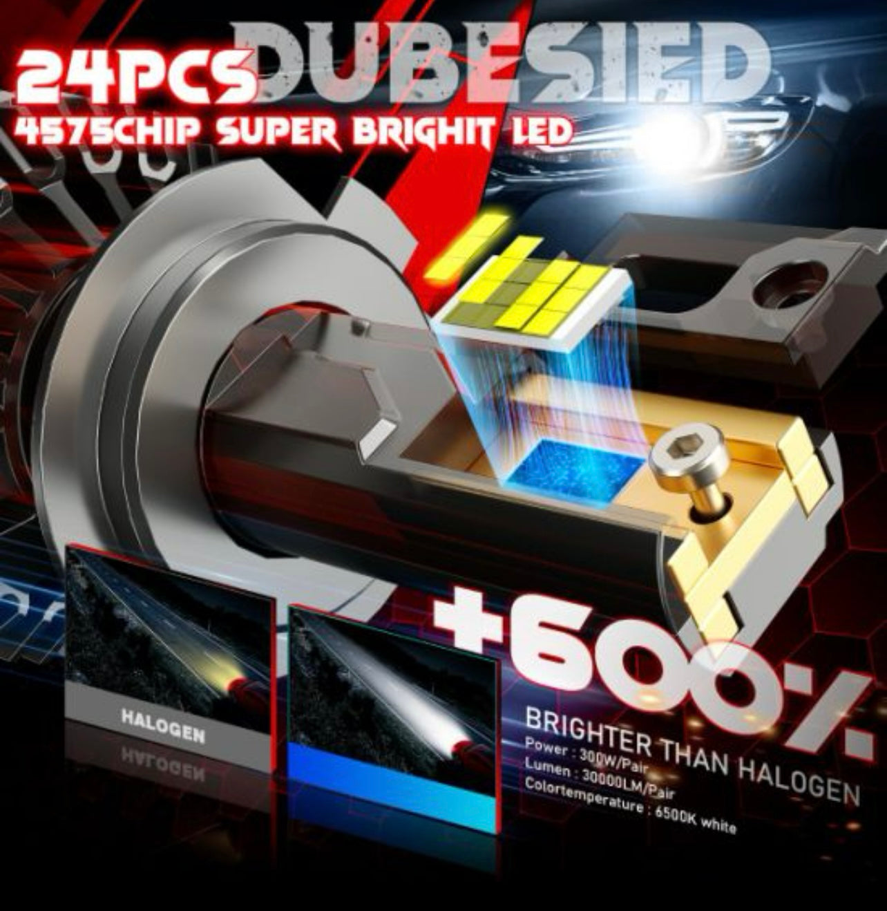 NEW 2025 HIGH POWER SERIES 300 WATT LED Headlight Conversion Kit (LEDPowersport Brand)