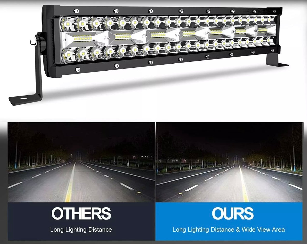 LED Light Bar (22” Three Row) 6-6500k Crisp White