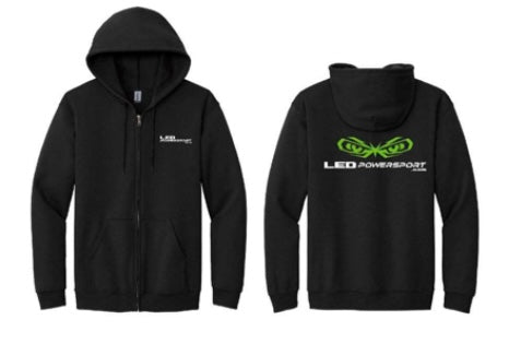 Black with Green Logo LEDPowersport Zip Hoodie