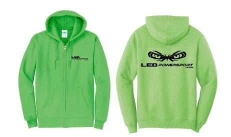 Light Green with Black Logo LEDPowersport Zip Hoodie