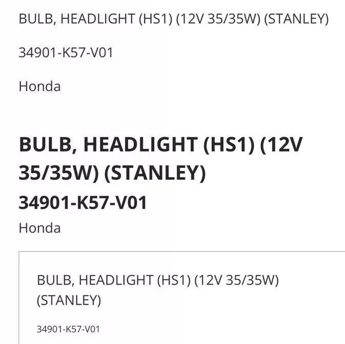 LED BULB UPGRADE CONVERSION HEADLIGHT KIT Fits Honda REPLACES 34901-K57-V01 OEM